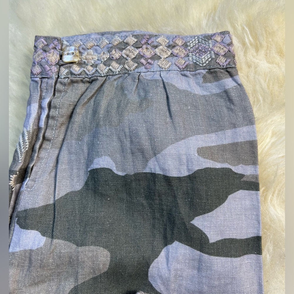 Johnny Was Sidra Linen Camo Green Embroidered Joggers, Size Small, NWT - Picture 7 of 11
